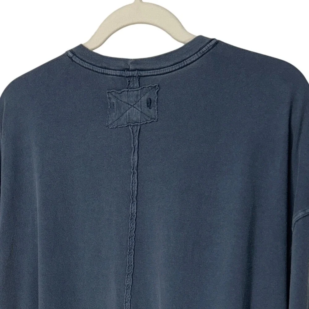 Free People We The Free Oversized Crew Neck Seam Detail T-Shirt Blue Size M